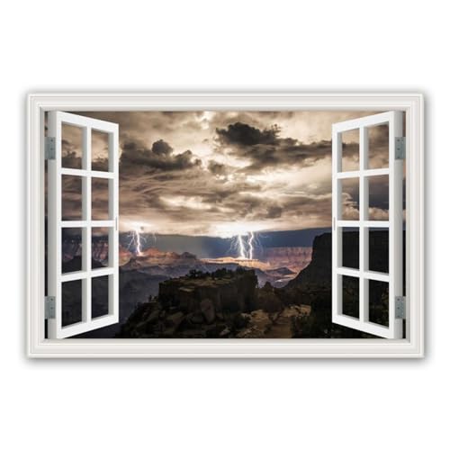 Fausse fenêtre tableaux de nature pour illuminer un salon sombre avec une toile lumineuse
