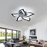 Riserva Nowoczesna Lampa Sufitowa Led, 60W Kreatywna Lampa Sufitowa z Płatkami, Chłodne Białe Światło 6500K Akrylowa Lampa Sufitowa, Do Salonu Sypialni Gabinetu (Średnica 60cm, Czarna)