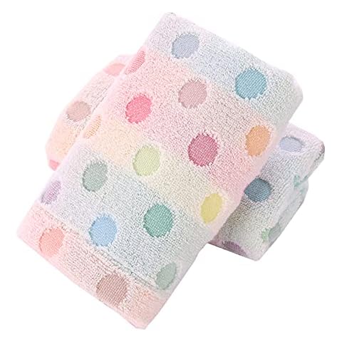 Pidada 100% Cotton Hand Towels Polka Dot Pattern Super Soft Highly Absorbent Towel for Bathroom 13.4 x 30 Inch Set of 2 (Beige) Cover