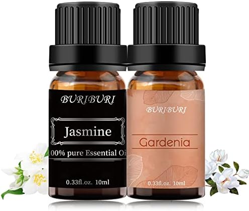 Jasmine and Gardenia Essential Oils Valentine's Day Gift 100% Pure, Undiluted, Natural, Organic Aromatherapy Essential Oils Gift Set, 10MLx2