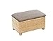 Pouf contenitore in fibra naturale con cuscino grigio (Beige rettangolare)
