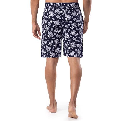 Izod Men's Cotton Printed Poplin Drawstring Sleep Shorts, Navy/White, Medium #TOP1