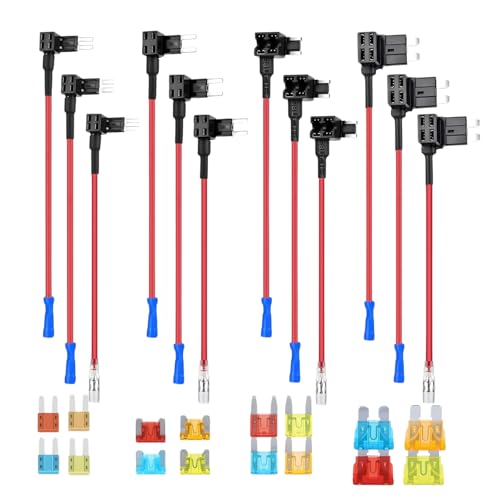 Lot de 12 voleurs d'électricité - 4 types (standard/mini/micro/micro2) avec 16 fusibles (5 A - 20 A) - Adaptateur pour voiture, camion