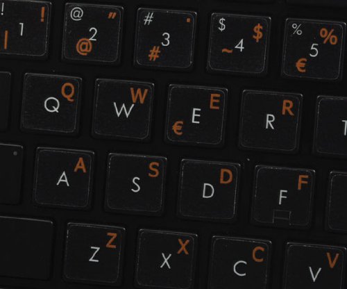 Spanish Keyboard Labels Layout On Transparent Background With Blue, Orange, Red, White Or Yellow Lettering (14X14) (Orange) #TOP3