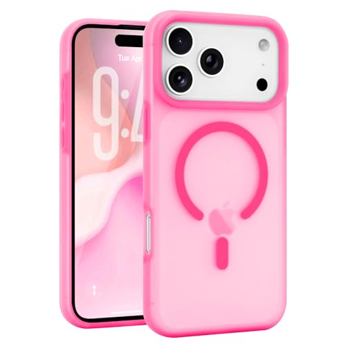 Micoden for iPhone 17 Pro Case Silicone Compatible with MagSafe Cute for Women Smooth Transparent Matte Soft Touch Lightweight,Raised Camera Protection Shockproof Phone Case for iPhone 17 Pro,Hot Pink