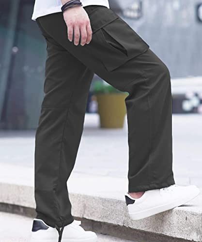 LYRXXX Men's Casual Cargo Pants Hiking Pants Workout Joggers Sweatpants for Men,Iron Grey,XL