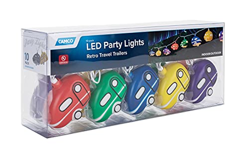 Camco Retro Travel Trailer Party Lights | Features An 8' Strand With (10) Travel Trailer Lights | Perfect For Rv Awnings And Campsite Décor (42655) #TOP2