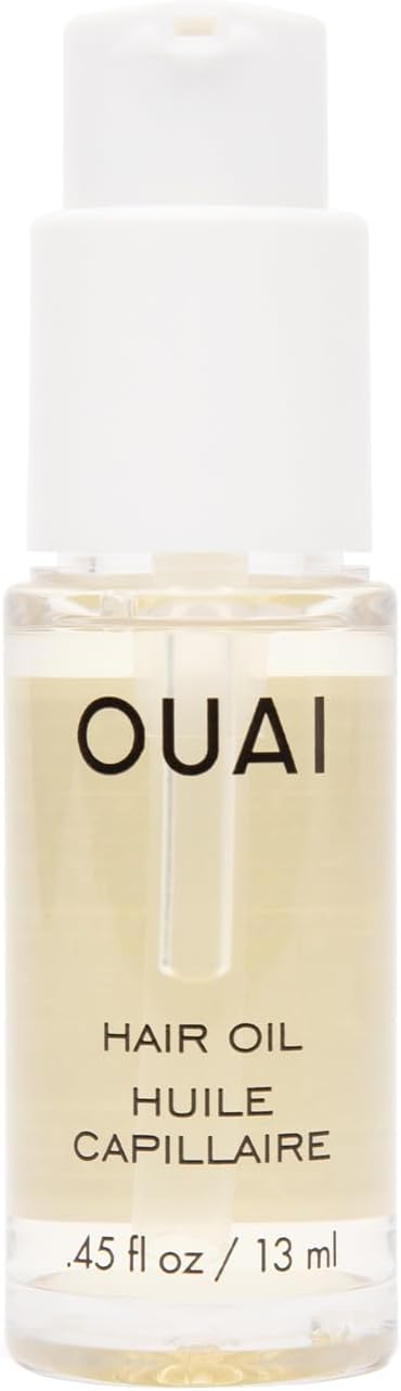 OUAI Hair Oil Travel Size - Hair Heat Protectant Oil for Frizz Control - Adds Shine and Smooths Split Ends - Color Safe Formula - Paraben, Phthalate and Sulfate Free (0.45 oz)