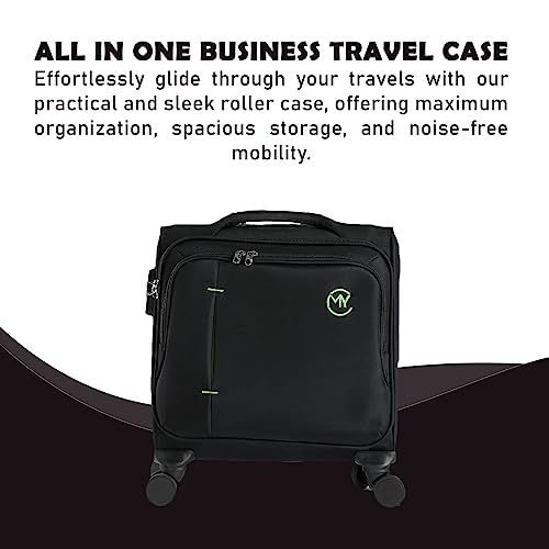RMW Laptop Bag with Wheels Lightweight Pilot Case Mens Carry On Suitcase Travel Laptop Case Rolling Briefcase Women Computer Trolley Overnight Luggage Cabin Bag for Trip Business (Black) - Image 5