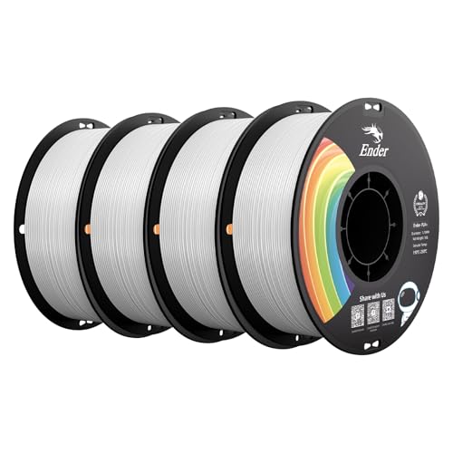 Creality PLA+ Filament 1.75mm 4KG, 3D Printer Filament 4 Pack 1kg Cardboard Spool, Strong Toughness, No-Tangling, Accuracy +/-0.02mm, Multi-Color 3D Printing Filament for Most FDM Printers(4 White)