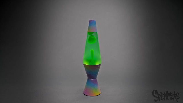 Image of Spencer Gifts Lava Lamp - 14.5 inch Aquarelle Afterglow - The Original Motion Lamp - Lime Green Wax and Green Liquid with Colorful Printed Base Exclusive