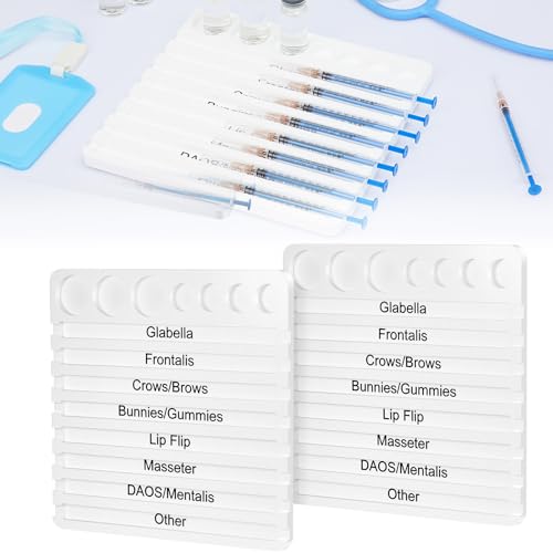 Chunful 2 Pcs Aesthetic Practitioner Syringe Tray with 8 Slots Label Vial Holder Tray Combination for Aestheticians and Nurses Syringe Storage Organizer (White)