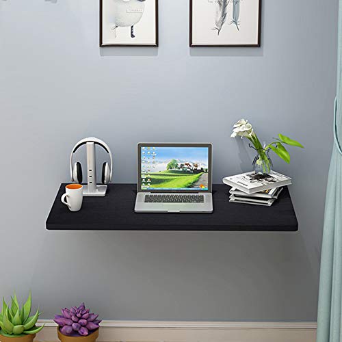 Escritorio flotante de pared para niños con banco de trabajo plegable, protección de esquina redondeada, mesa de madera con hojas caídas.
