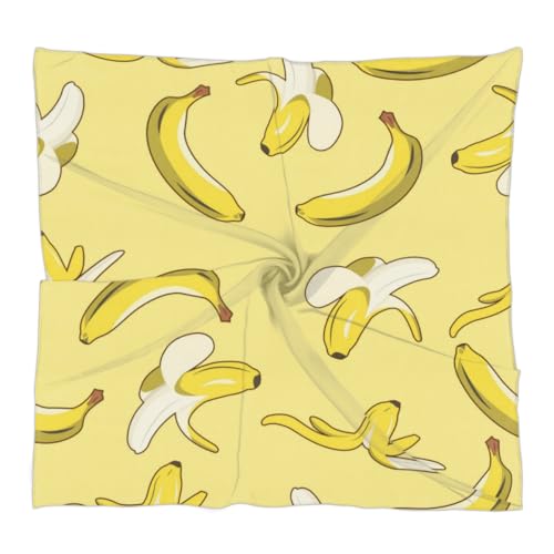 KOBLEN Banana Fruit Pattern Silk Scarf 23.6x23.6 Inch Square Neck Scarf for Women Breathable Lightweight Neckerchief Silk Head Scarf Hair Wrap