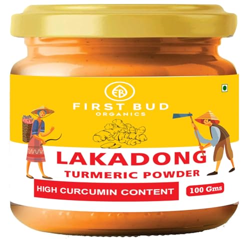 Image of First Bud Organics Golden Spice Lakadong Turmeric Powder - 100gm | Organic Turmeric Powder & 10 to 12% High Curcumin Certified | Chemical Free Haldi Powder & Sourced From Jaintia Hills, Meghalaya