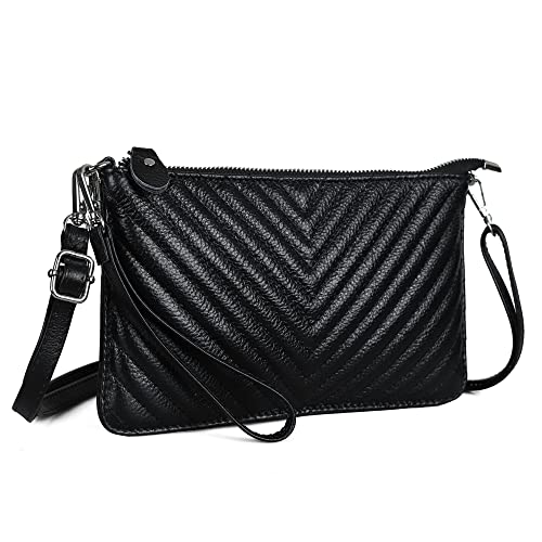 Image of befen Genuine Leather Wristlet Clutch Wallet Purses Small Crossbody Bags for Women with RFID Blocking Card Slots