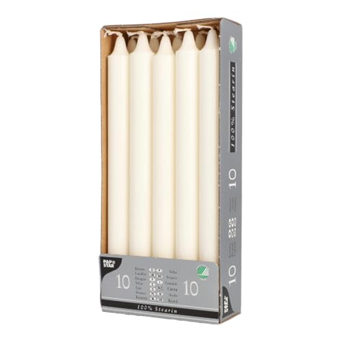 10 Kronkerzen Ø 2,2 mm · 24 cm weiss aus 100% Stearin Stabkerzen