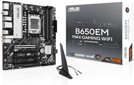 ASUS Placa-mãe B650EM MAX Gaming WiFi AMD B650 mATX, DDR5, PCIe 5...