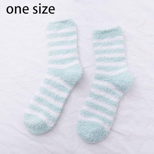 5 Pairs Colored Fluffy Socks Stripe Fuzzy Socks Winter Bed Socks Soft Thermal Slipper Socks Home Sleeping Socks For Women2