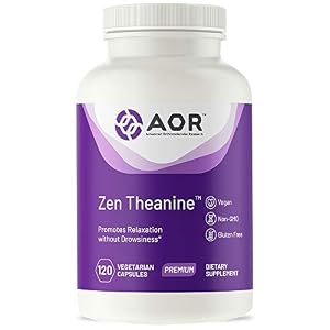 Image of AOR, Zen Theanine, Natural Supplement to Promote Relaxation, Fast-Acting Non-drowsy Formula, Vegan, 120 Capsules (120 Servings)