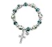 Nazareth Store Religious Cross Bracelet Christian Classic Beaded Bangle with Green Crystal Beads Sacred Gift for Teen Girls Jewelry for Women & Men