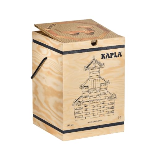 KAPLA - Scatola da 280 Pezzi, 280 piastrine in Legno di Pino e 1 Libro d'Arte Beige, Giocattolo di Legno, da 2 Anni…