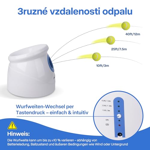Pet Prime Automatischer Ballwerfer für Große Hunde, Ballwurfmaschine mit 3 Distanzstufen (3-12M) Ballmaschine mit 6x6,35cmTennisbällen, Wiederaufladbarem & Hundepfeife für Outdoor-Spiele (Maxi-Werfer)