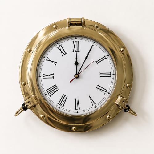 Antique Marine Brass Ship Porthole Clock
