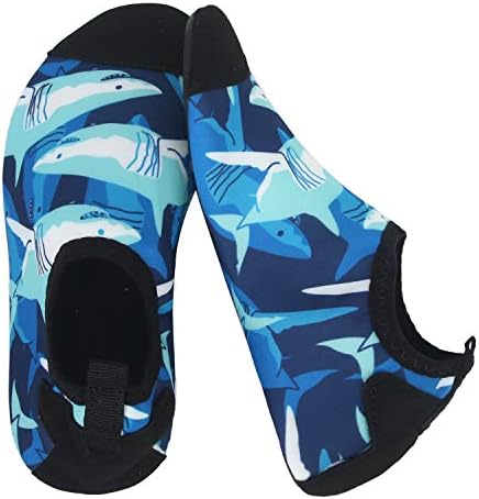 JIASUQI Kids Lightweight Water Skin Walking Shoes Aqua Socks for Pool Swim Surf Water Aerobics Shark, 13-13.5 M US Little Kid — view 4
