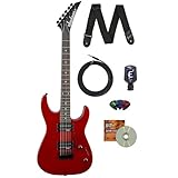 Jackson Dinky JS11 Electric Guitar - Metallic Red Bundle with Cable, Tuner, Strap, Picks, and Austin Bazaar Instructional DVD