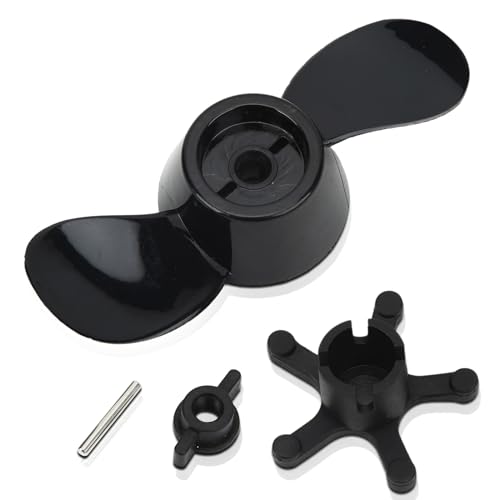 equlup Two Blade Propeller Replacement Prop Electric Trolling Motor Outboard Propeller 3.1mm Hub Diameter for 12V 24V Engines Black