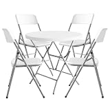 LOLAhome Conjunto Mesa Ø80 cm y 4 Sillas Plegable, Terraza