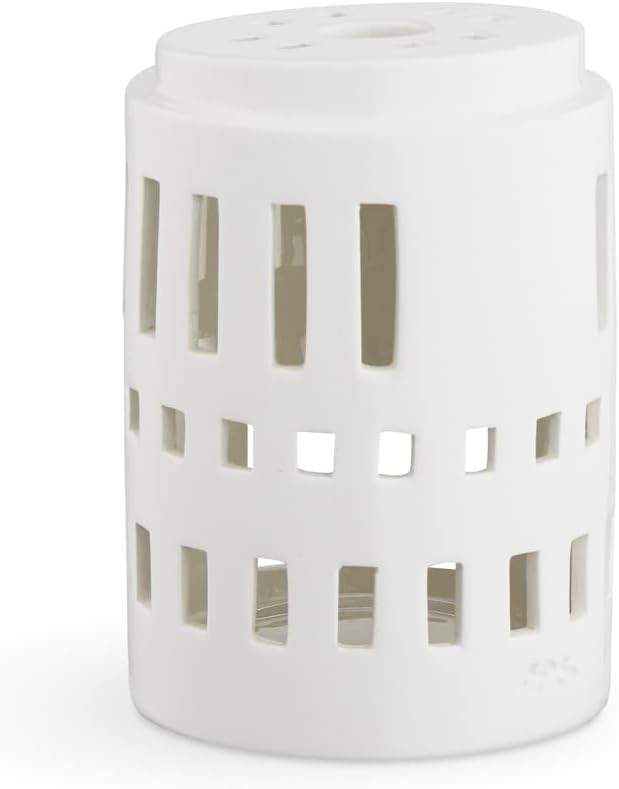 Kahler Urbania Lighthouse Long Church, Candle Holder, White, 3.9" H, Designed by Bache & Bendix Becker, Gift Box Included
