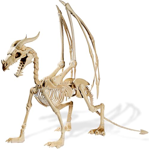 Fun Express Dragon Skeleton Halloween Decoration 49" - Giant Light Up LED Eyes Outdoor Skeleton Animals for Yard | Premium Weather-Resistant Dragon Decor for Halloween Outdoor Decorations