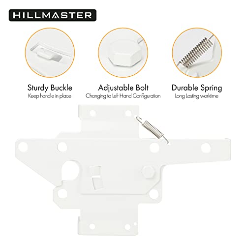 Image of HILLMASTER Heavy Duty Self-Locking Gate Latch for Wooden Fence, Post Mount Automatic Gate Lock Gravity Door Latch Hardware for Secure Pool, Outdoor Garden, Metal Gates Vinyl Fence, White Finish