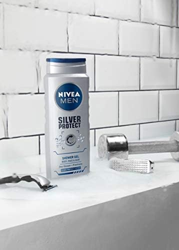 NIVEA MEN Silver Protect Shower Gel Pack of 6 (6 x 250ml), Anti-Bacterial Body Wash with Silver Ions, All-in-1 Shower Gel for Men, Strong NIVEA MEN Shower Gel