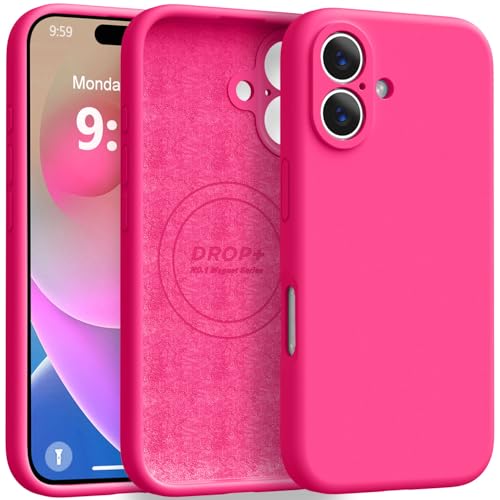 Ktele Magnetic for iPhone 16 Case [Compatible with Magsafe] [Premium Silicone Satin-Smooth Touch] Slim Shockproof Anti-Scratch Microfiber Lining Case, 6.1 inch, Hot Pink by Ktele - Used condition - US$10.46