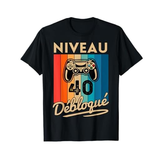 Cadeau Homme 40 ans Anniversaire Gamer Niveau 40 Humour T-Shirt
