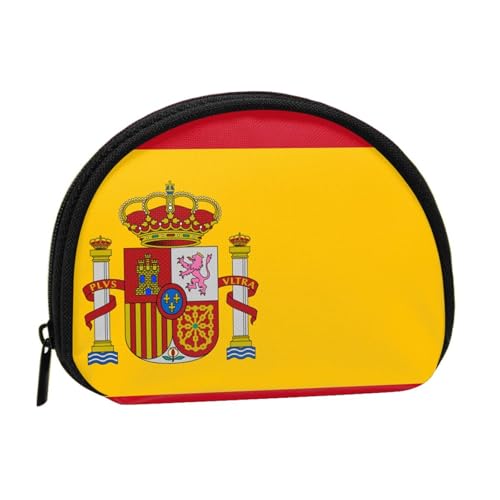 Portable Coin Purse Spain-Flag Mini Zippered Money Pouch Card Holder