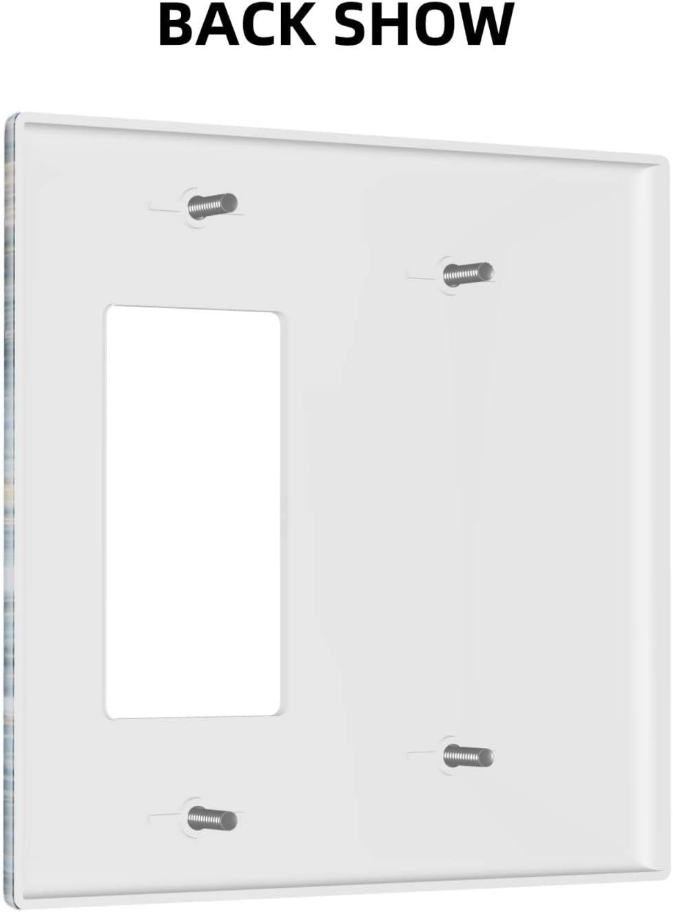 Blue Marble Combination 1 Blank 1 Rocker Switch Plate Outlet Cover 2 Gang Wall Plate, Abstract Decorative Light Switch Cover for Wall Decor, 4.5 x 4.5 Inch image 4