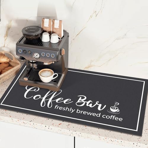 Findosom Dish Drying Mat, 17"x 32" Super Absorbent & Hide Stain Coffee Mat, Cuttable Drying Mat for Kitchen Counter, Coffee Bar Accessories, Under Dish Rack, Coffee Maker, Espresso Machine, Black by Findosom - Image 4