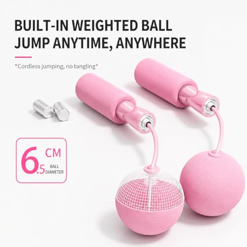 Image of Skipping Rope For Men & Women - Cordless Jump Rope With Cordless Ball - Tangle Free Skipping Rope With 360 Degree Ultra Smooth Bearing For Men, Women & Kids - Indoor Exercise (Pink, Model - 2)