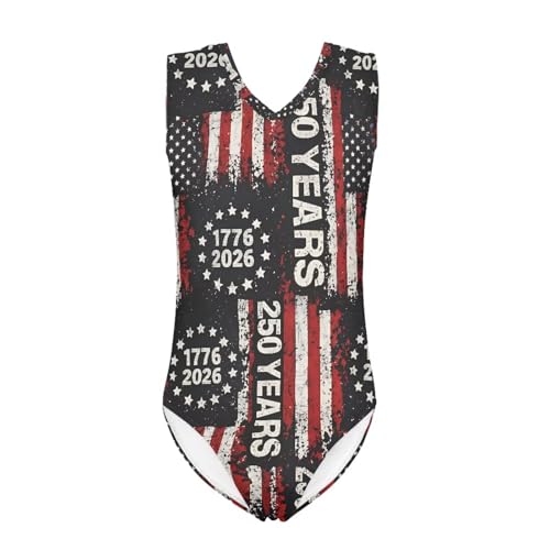 Mumeson American Flag Bathing Suit for Girls Sleeveless One Piece Swimsuits Beach Vacation Swimwear for Toddler Kids