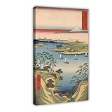 anfotcm hiroshige, konodai tonegawa, stampa giapponese su tela, stampa turistica in piedi sulla scogliera, decorazione per camera da letto, sport, ufficio, camera da letto, regalo, 30 x 45 cm