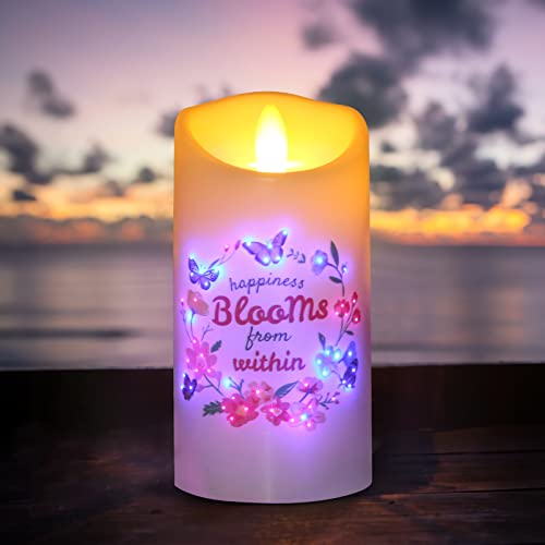 Raindee Led Candles Flameless Battery Operated With Remote 6'' Decor Tealight Butterfly & Flowers Decoration Love Theme Pillar Candles Candlelight For Home & Kitchen Indoor/Outdoor Party Table Center #TOP7