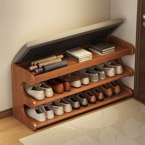 Banco de zapatos para pasillo y baño mueble organizador de calzado estrecho 2