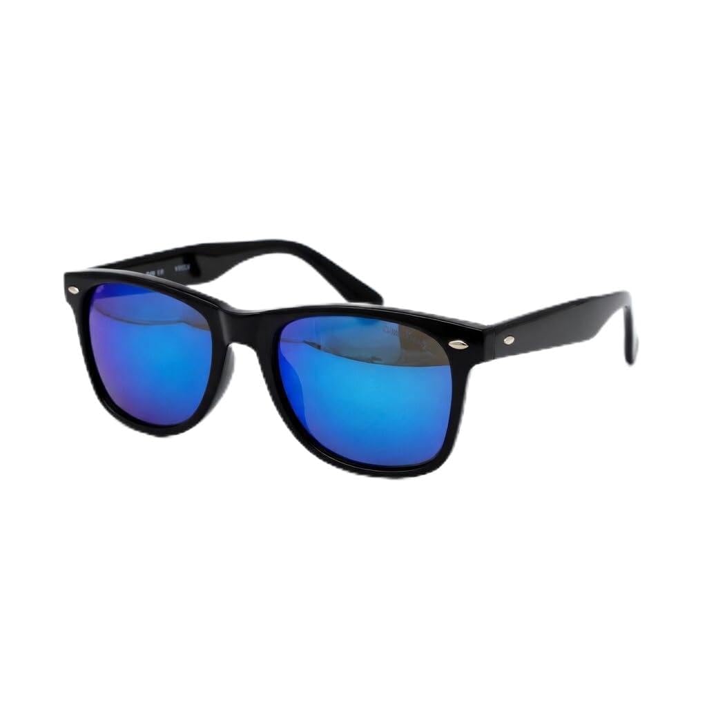 Ultrabyeasypeasystore Unisex Black With Dark Blue Lenses Ultra Classic Retro Sunglasses Uv400 Protection - Adults Mens Womens - Lightweight Polycarbonate Lenses - Timeless Black Frame With Dark Blue Lenses