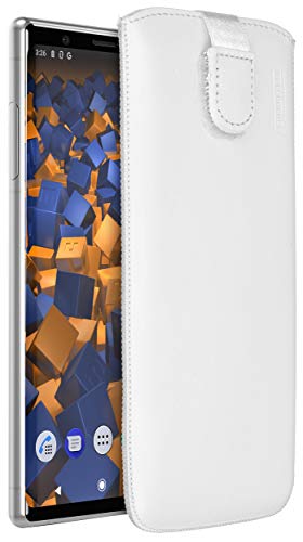 mumbi Funda de cuero genuino compatible con Sony Xperia S Funda Funda de cuero Funda billetera, blanca