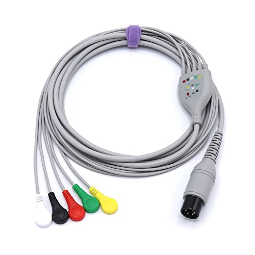 Câble ECG 5 fils Sino-k à blindage supérieur et connecteur 6 broches Snap durable