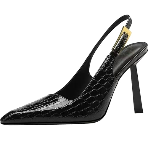 KysBloes Women Pointed Toe Slingback Pumps Stiletto High Heels Patent Leather Slip on Pumps